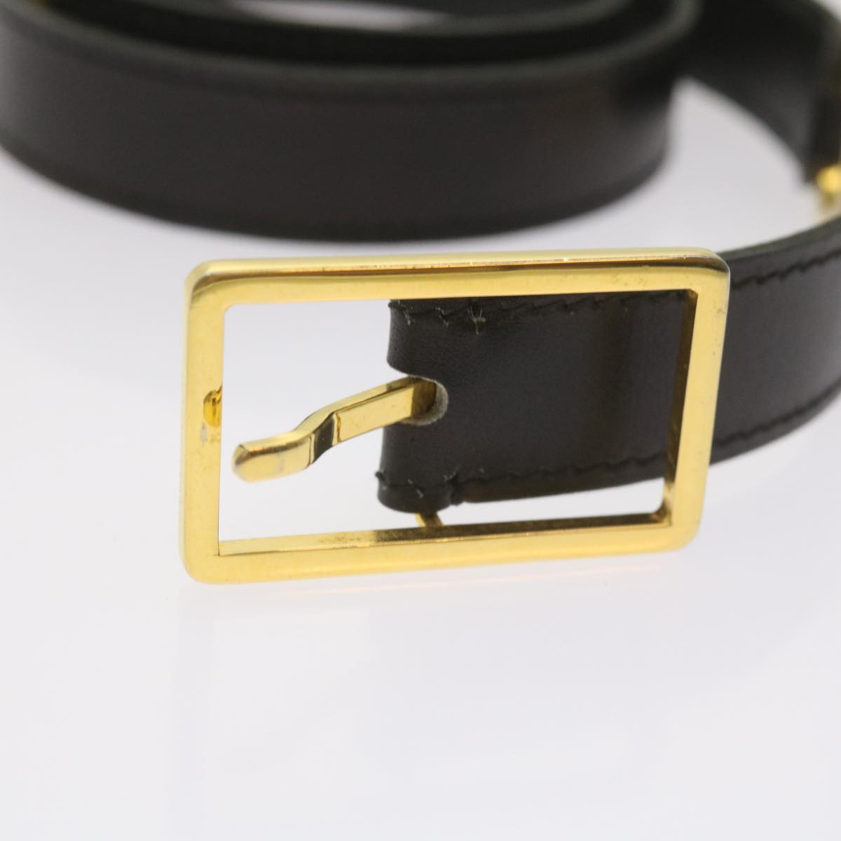 CHANEL COCO Mark Belt Leather 28"" Black CC Auth 68326