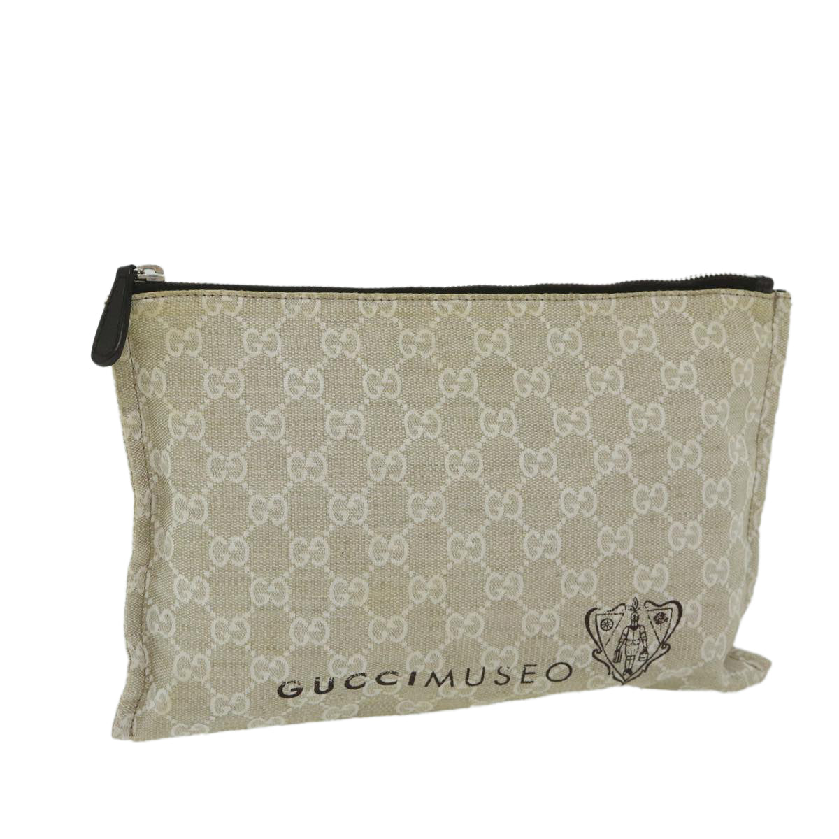 GUCCI GG Canvas Pouch Beige 283400 Auth 68338