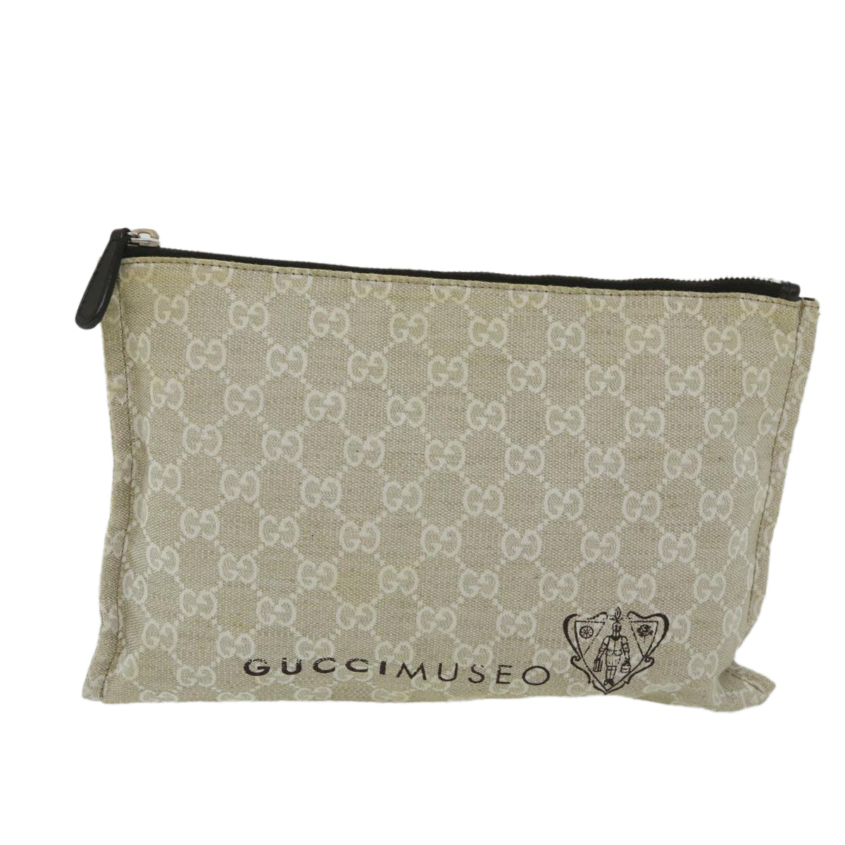 GUCCI GG Canvas Pouch Beige 283400 Auth 68338