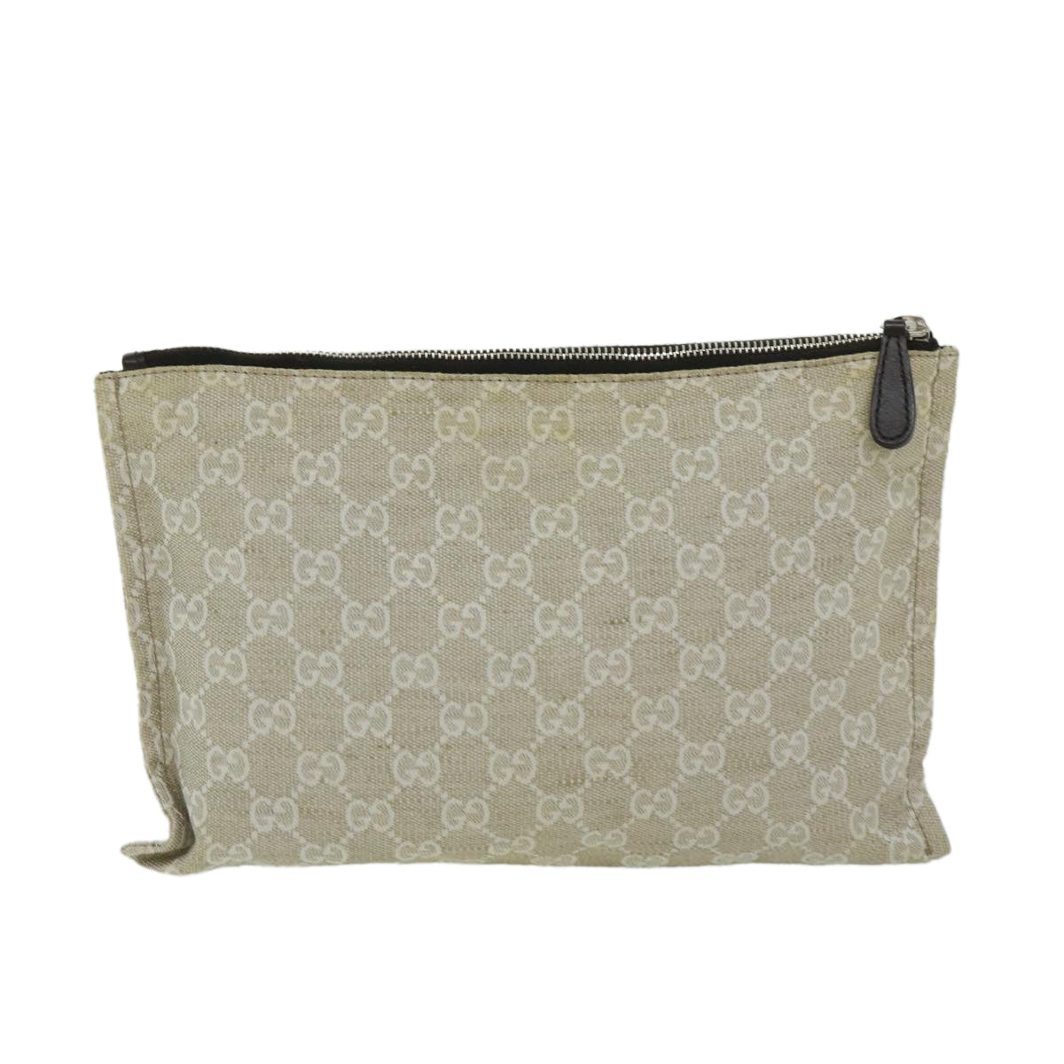 GUCCI GG Canvas Pouch Beige 283400 Auth 68338