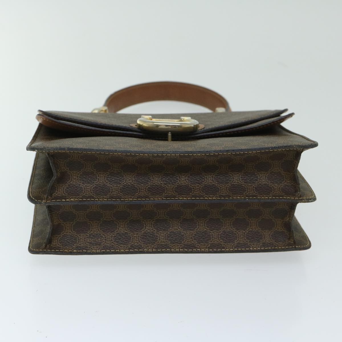 CELINE Macadam Canvas Hand Bag PVC Brown Auth 68360