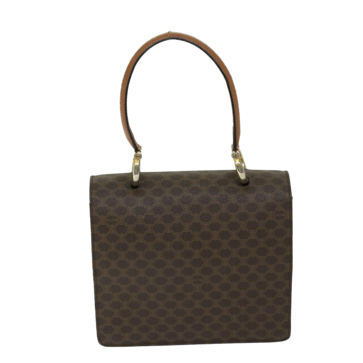CELINE Macadam Canvas Hand Bag PVC Brown Auth 68360