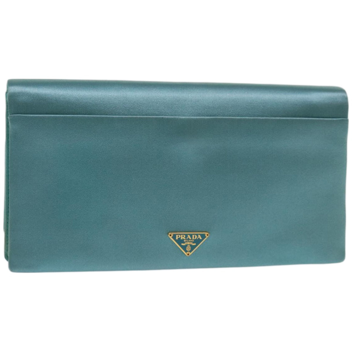 PRADA Clutch Bag Satin Light Blue Auth 68368A