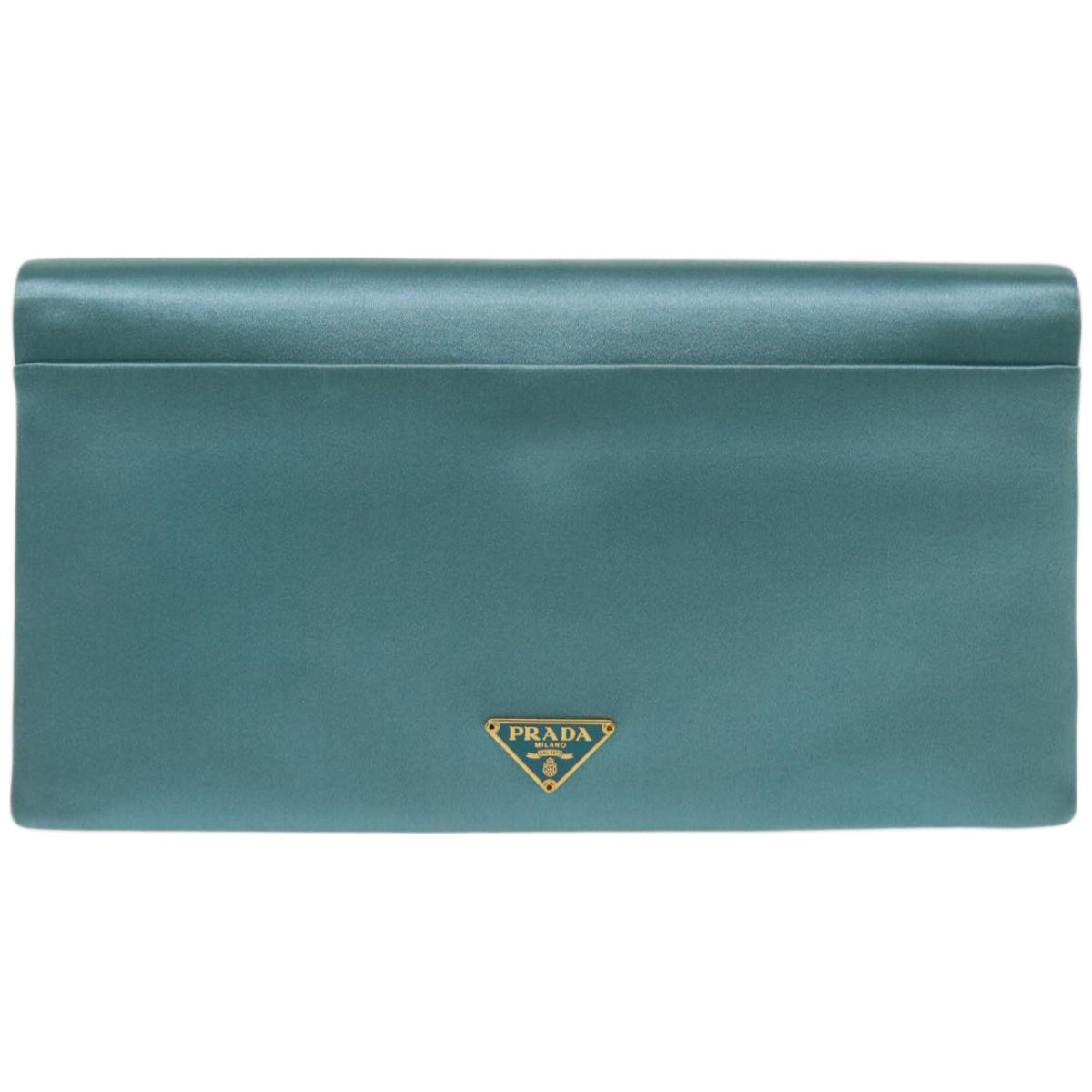 PRADA Clutch Bag Satin Light Blue Auth 68368A