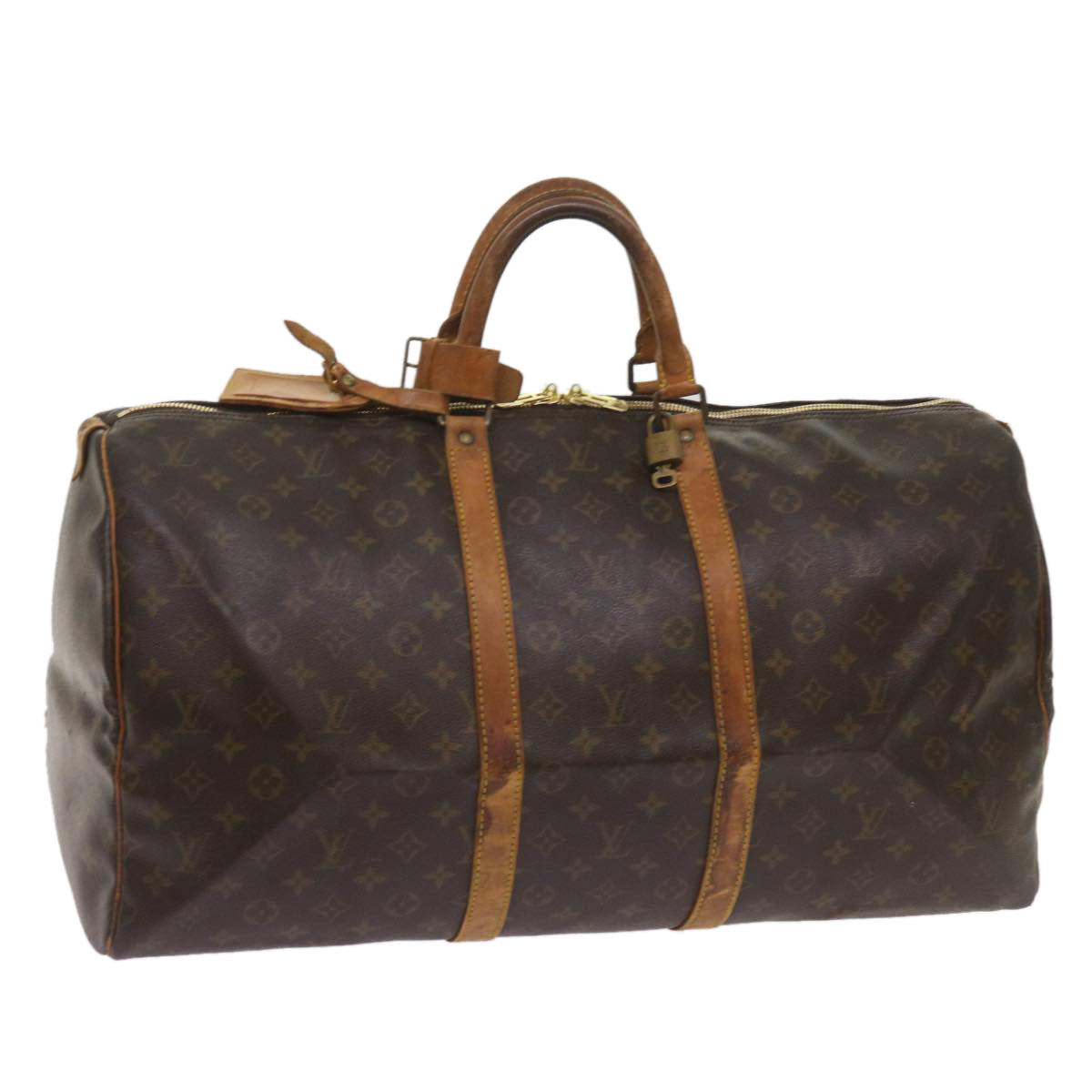 LOUIS VUITTON Monogram Keepall 55 Boston Bag M41424 LV Auth 68411