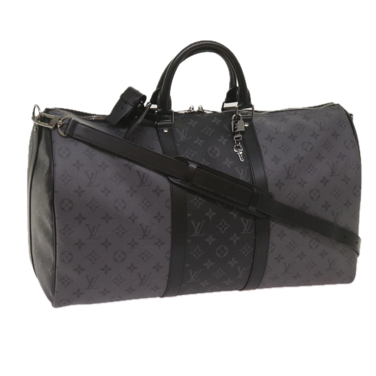 LOUIS VUITTON Eclipse Reverse Keepall Bandouliere 50 Bag M45392 LV Auth 68414A