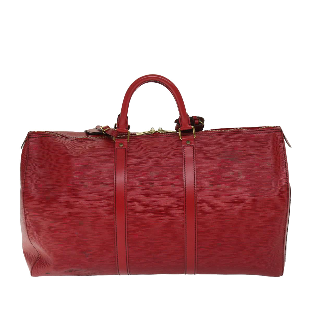 LOUIS VUITTON Epi Keepall 50 Boston Bag Red M42967 LV Auth 68419