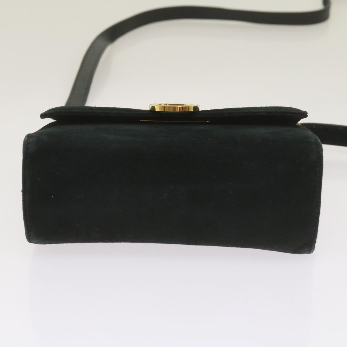 Salvatore Ferragamo Gancini Shoulder Bag Suede Black Auth 68424