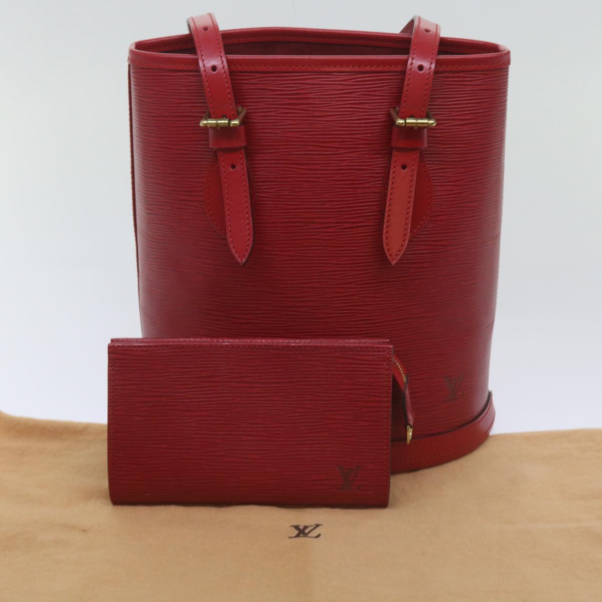 LOUIS VUITTON Epi Bucket PM Shoulder Bag Red M5899E LV Auth 68456A