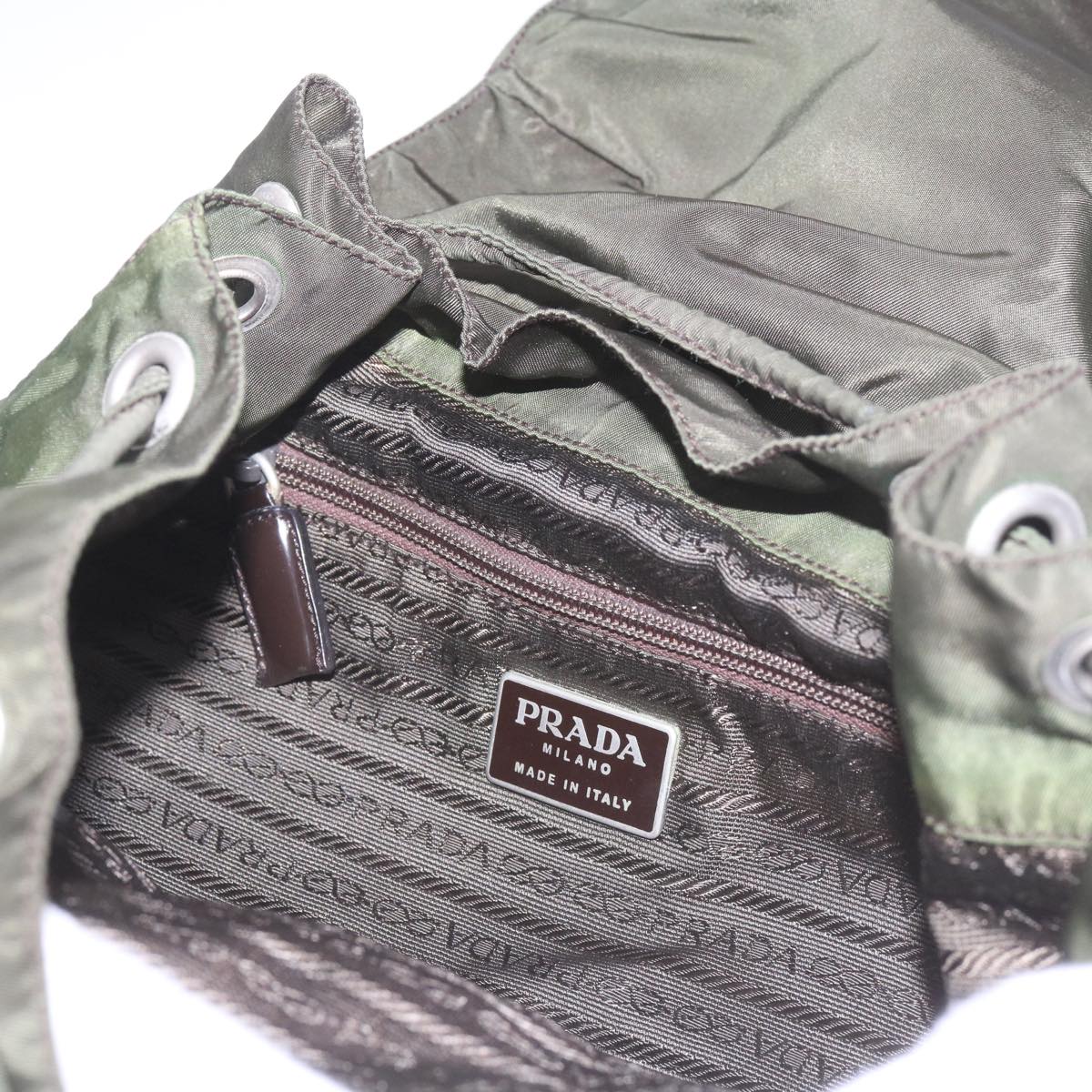 PRADA Backpack Nylon Khaki Auth 68473