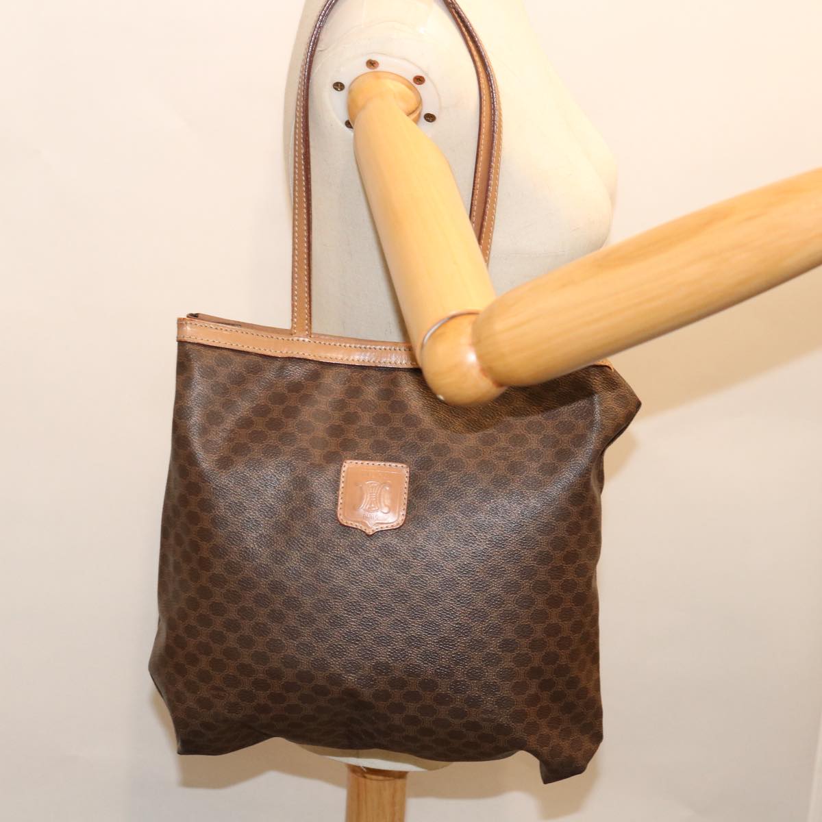 CELINE Macadam Canvas Tote Bag PVC Brown Auth 68474