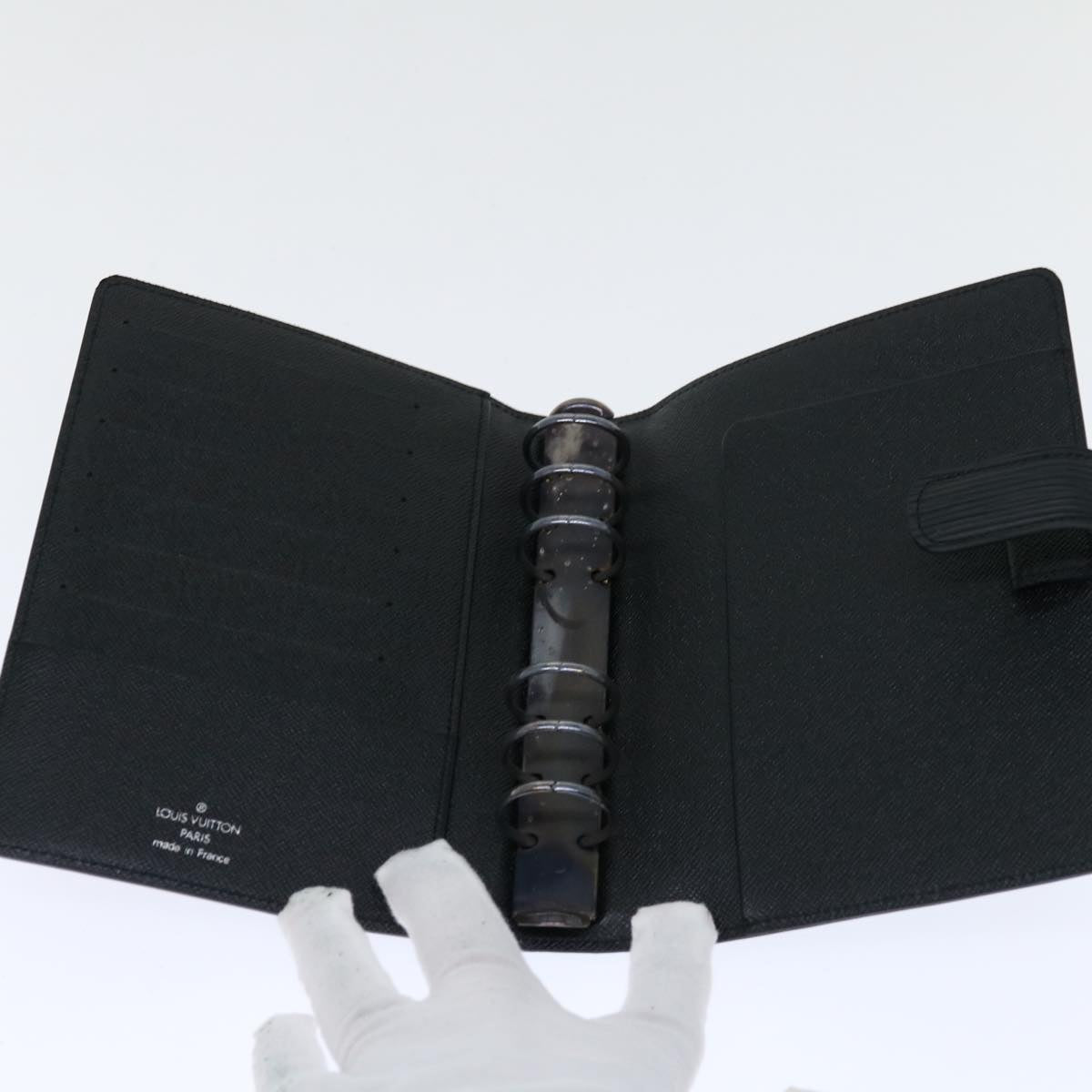 LOUIS VUITTON Epi Agenda MM Day Planner Cover Black R20042 LV Auth 68491