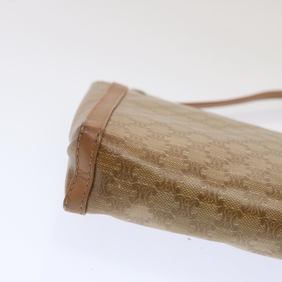 CELINE Macadam Canvas Shoulder Bag Beige Auth 68507