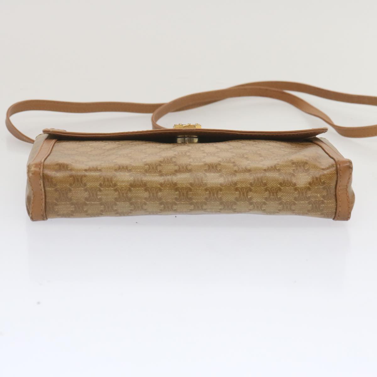 CELINE Macadam Canvas Shoulder Bag Beige Auth 68507