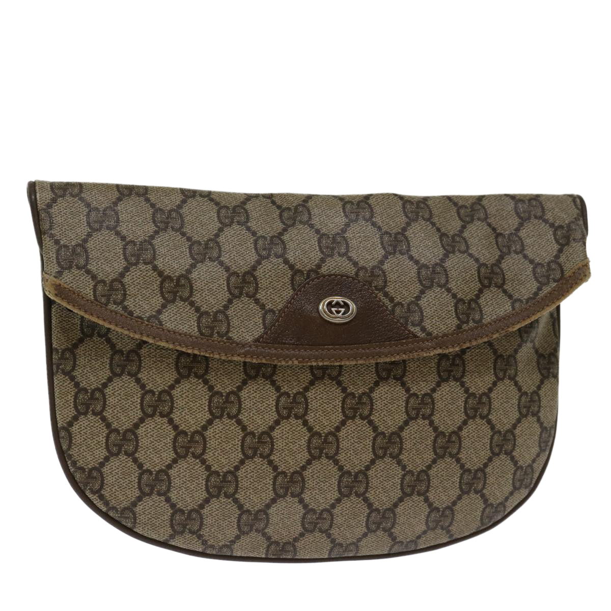 GUCCI GG Supreme Clutch Bag PVC Beige 89 02 503 Auth 68509