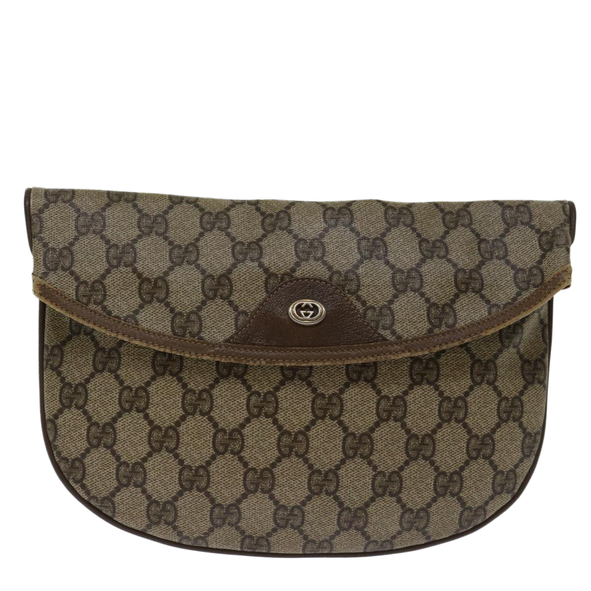 GUCCI GG Supreme Clutch Bag PVC Beige 89 02 503 Auth 68509