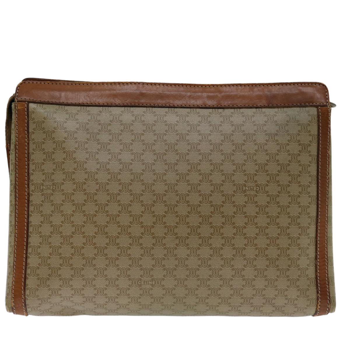 CELINE Macadam Canvas Clutch Bag Beige Auth 68510