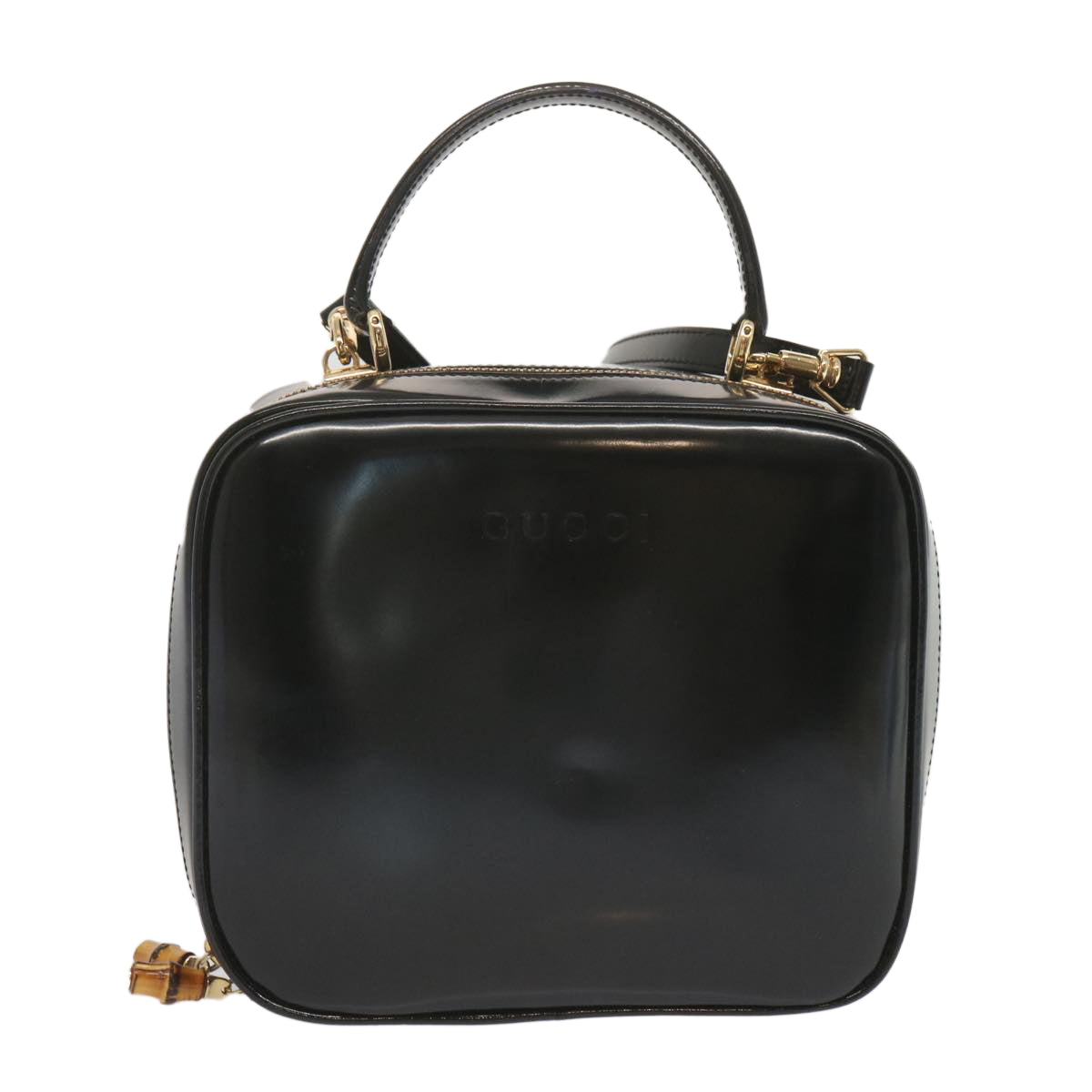 GUCCI Hand Bag Patent leather 2way Black Auth 68520