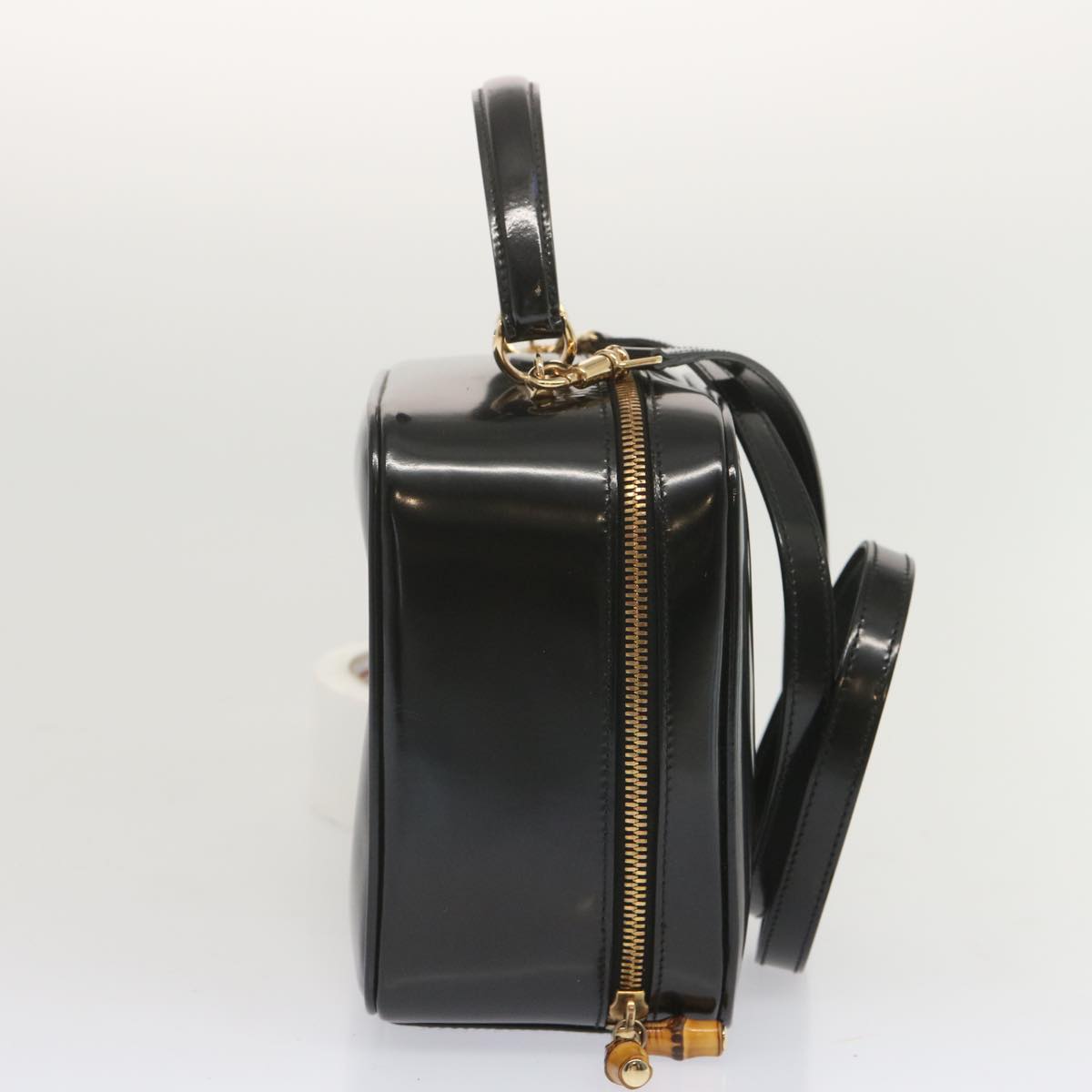 GUCCI Hand Bag Patent leather 2way Black Auth 68520