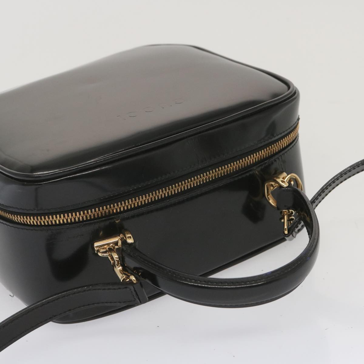 GUCCI Hand Bag Patent leather 2way Black Auth 68520