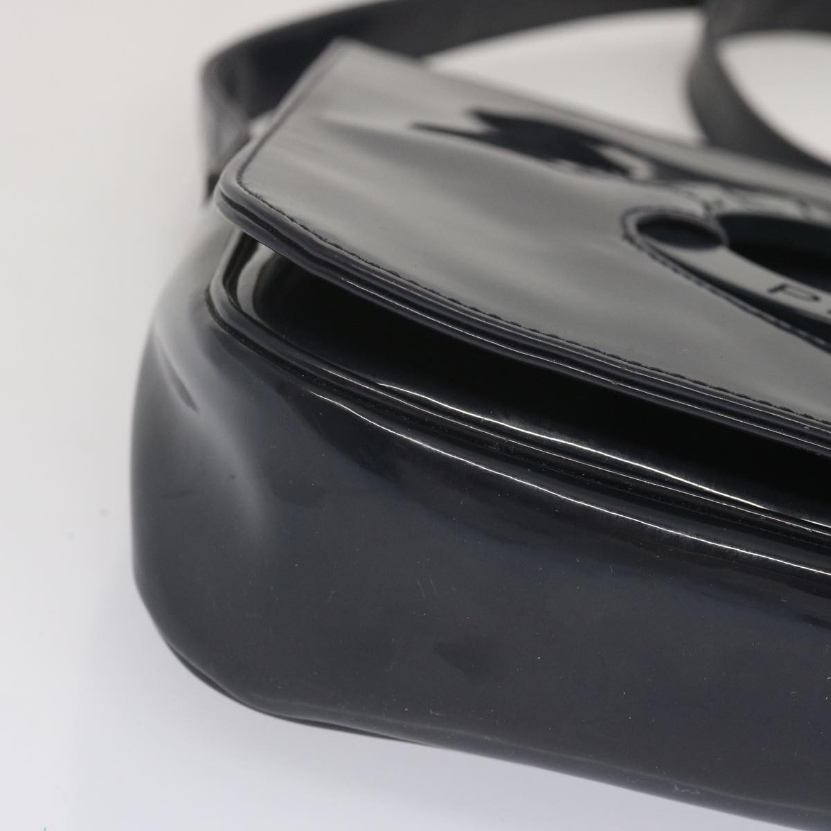 CELINE Shoulder Bag Enamel Navy Auth 68565