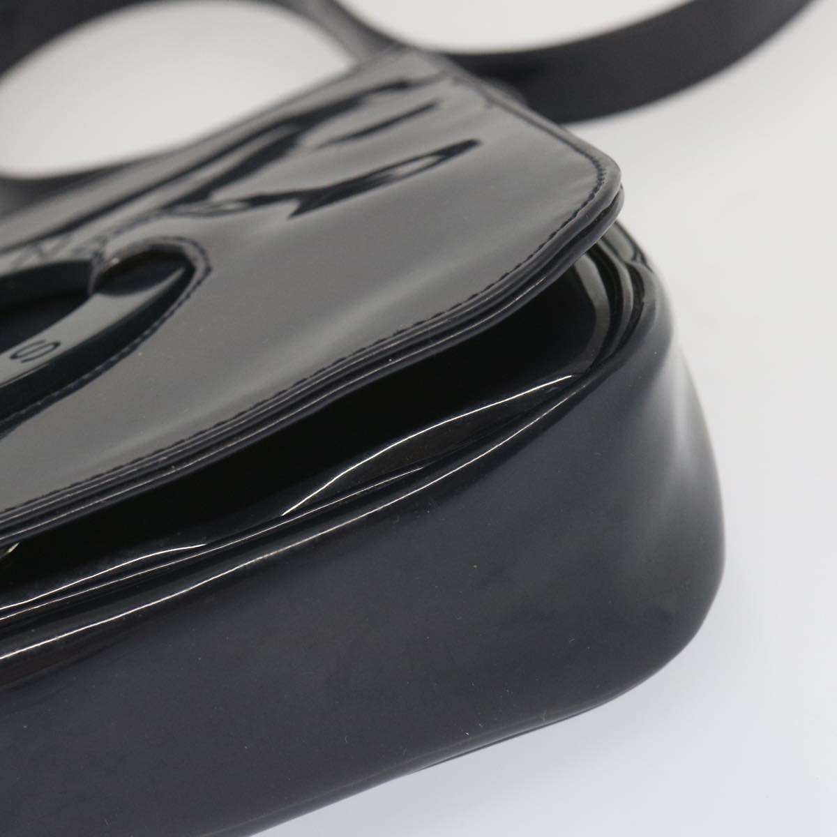 CELINE Shoulder Bag Enamel Navy Auth 68565