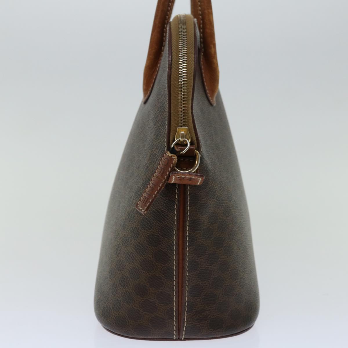 CELINE Macadam Canvas Hand Bag PVC Brown Auth 68566