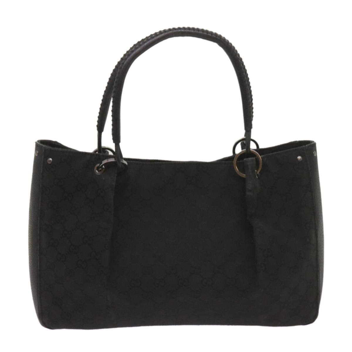 GUCCI GG Canvas Tote Bag Black 115015 Auth 68569