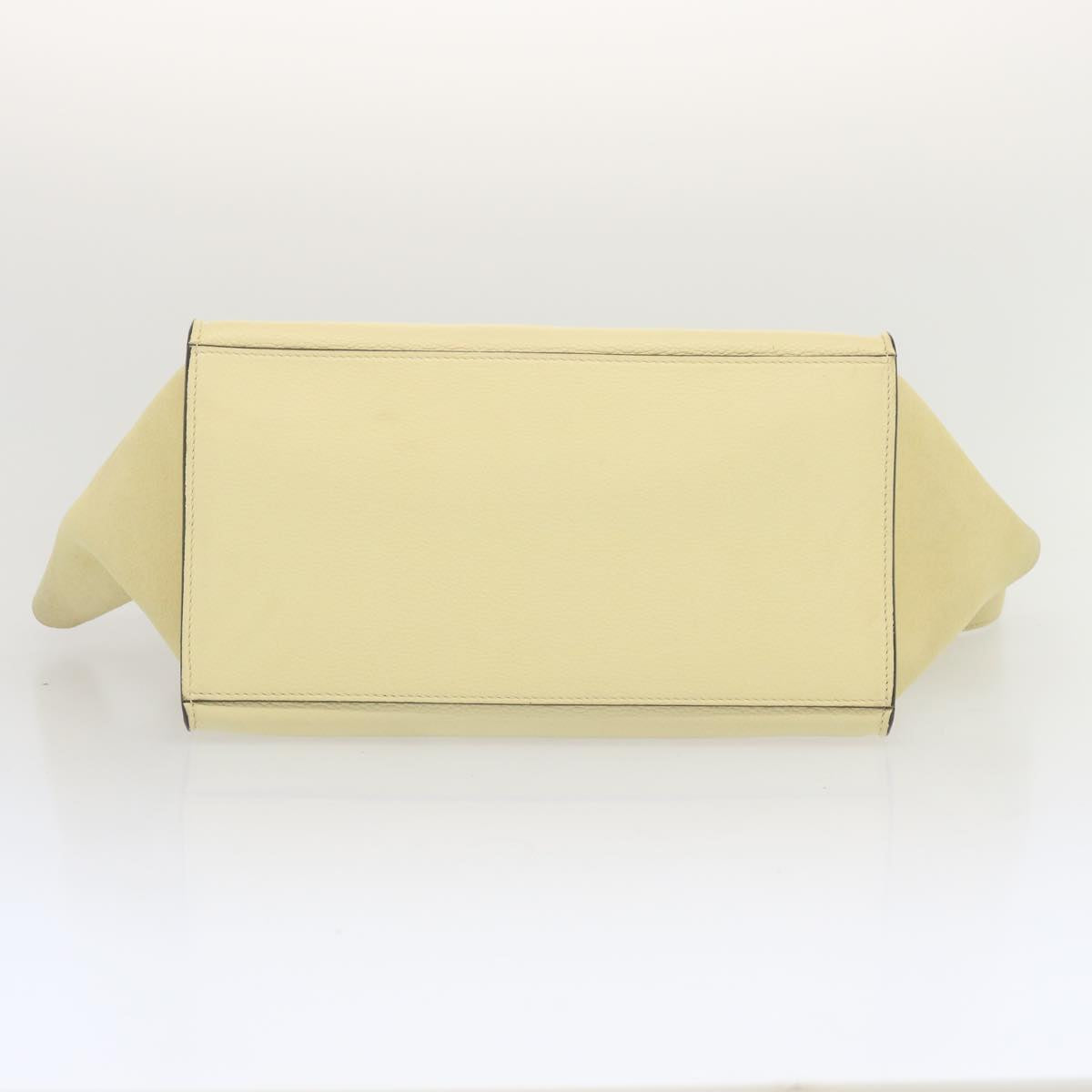 CELINE Trapeze Hand Bag Leather 2way Cream Auth 68572