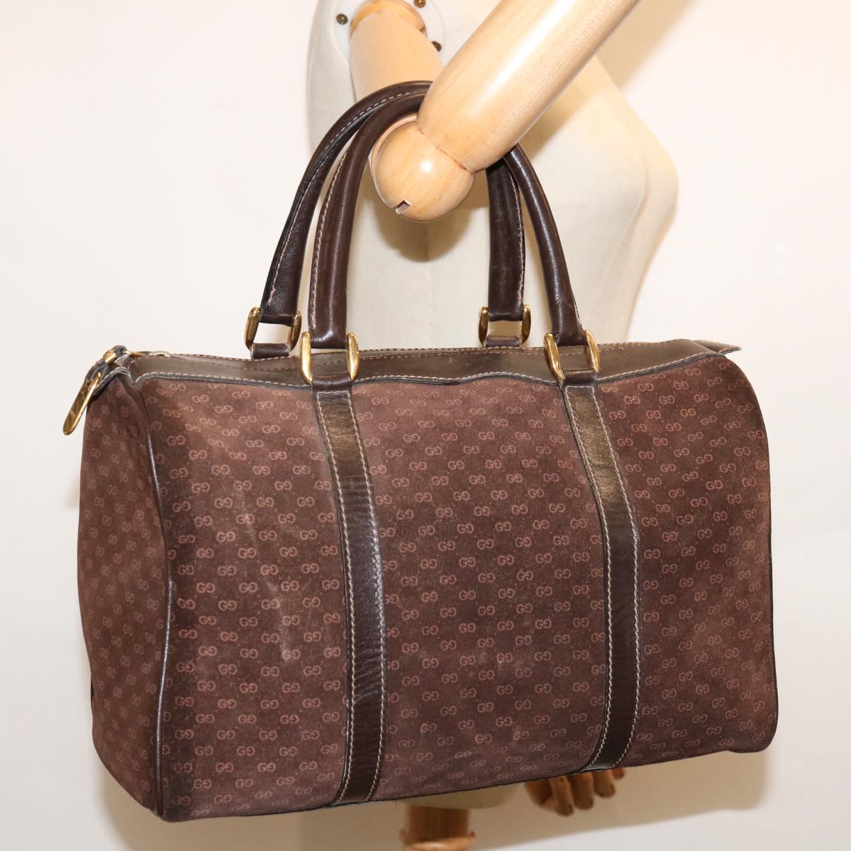 GUCCI Micro GG Canvas Hand Bag Brown Auth 68573