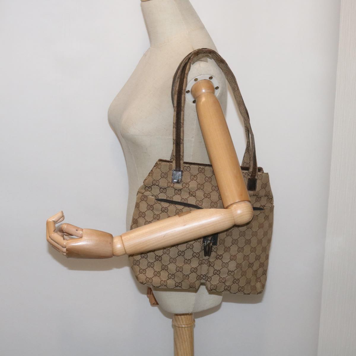 GUCCI GG Canvas Hand Bag Beige 002 1076 3754 Auth 68592