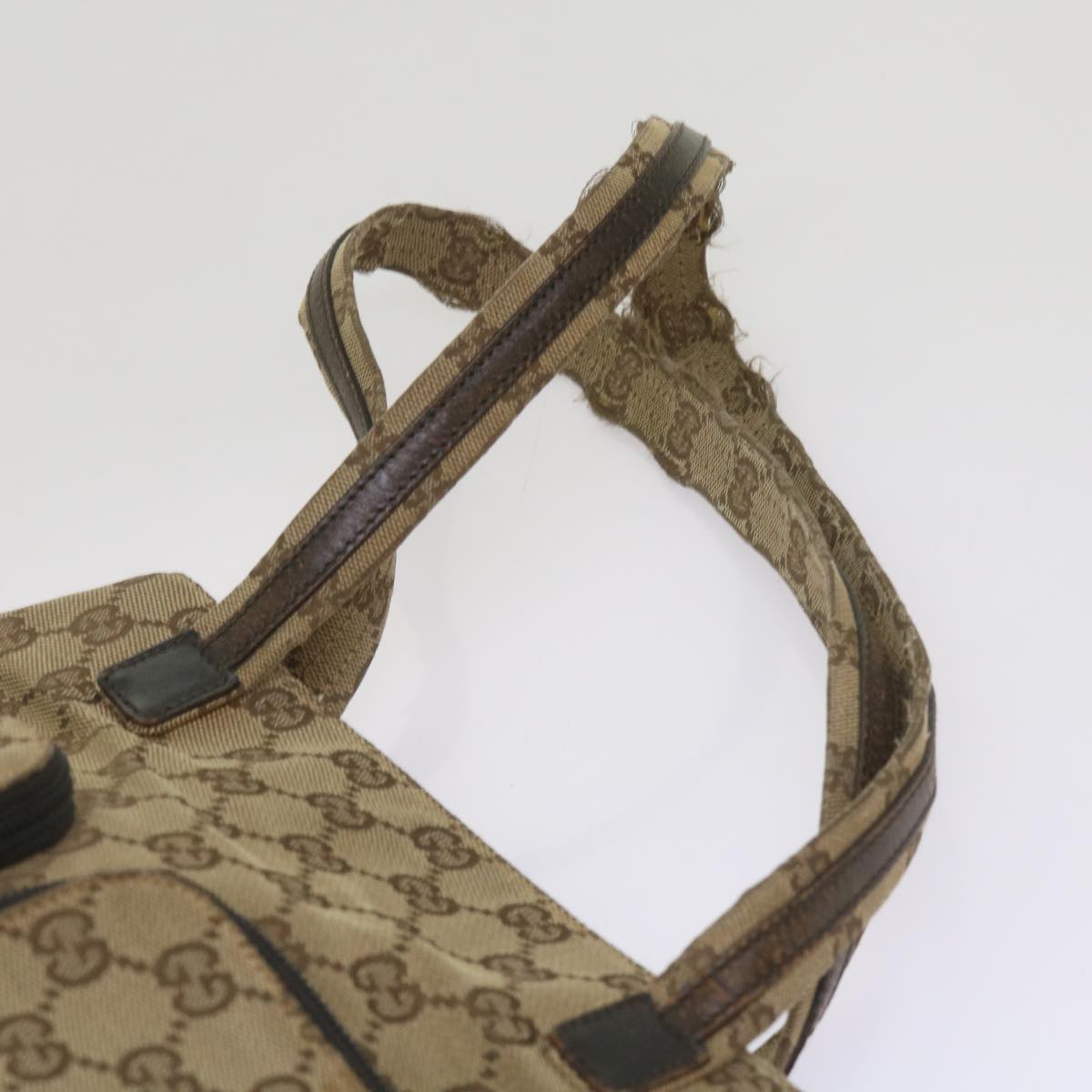 GUCCI GG Canvas Hand Bag Beige 002 1076 3754 Auth 68592