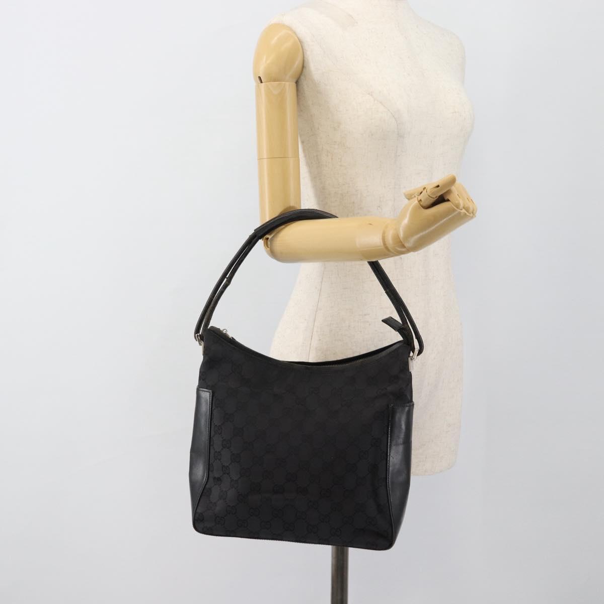 GUCCI GG Canvas Shoulder Bag Black 001 3766 2123 Auth 68595