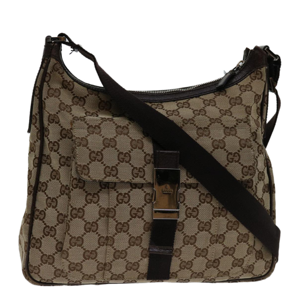 GUCCI GG Canvas Shoulder Bag Beige 131211 Auth 68599