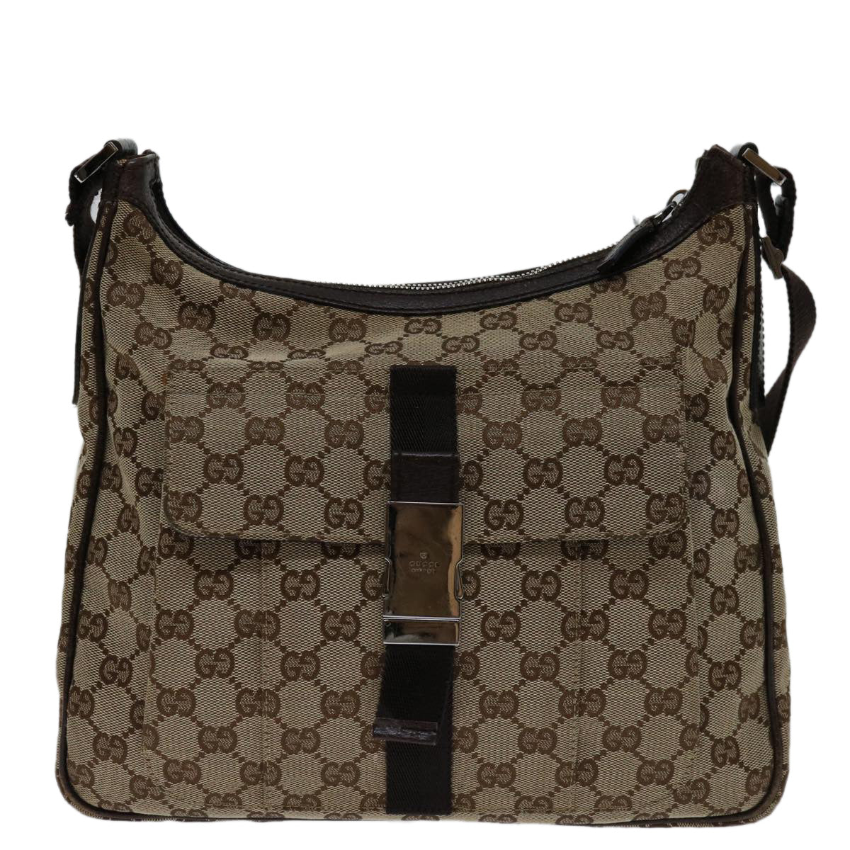 GUCCI GG Canvas Shoulder Bag Beige 131211 Auth 68599