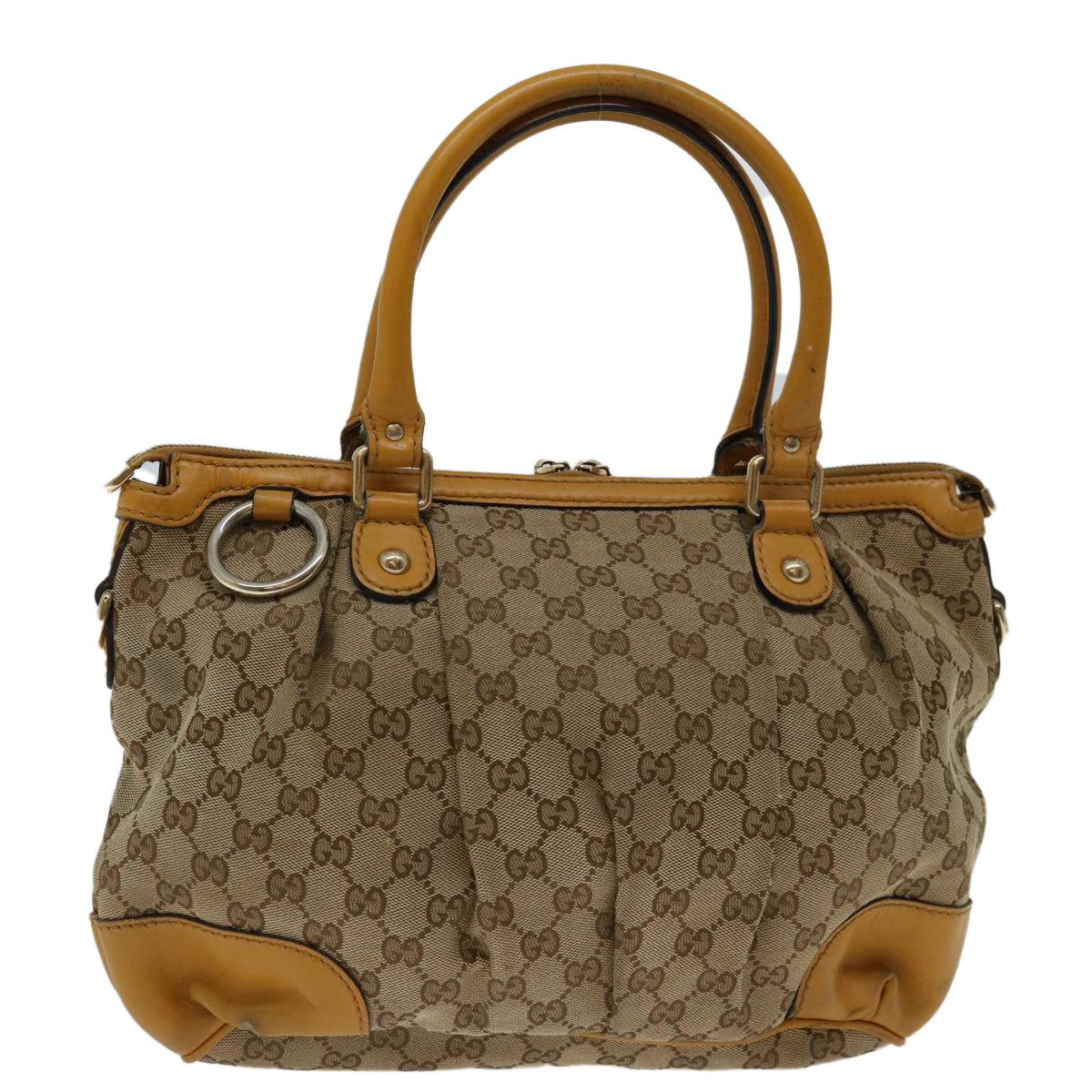 GUCCI GG Canvas Hand Bag Beige 247902 Auth 68600