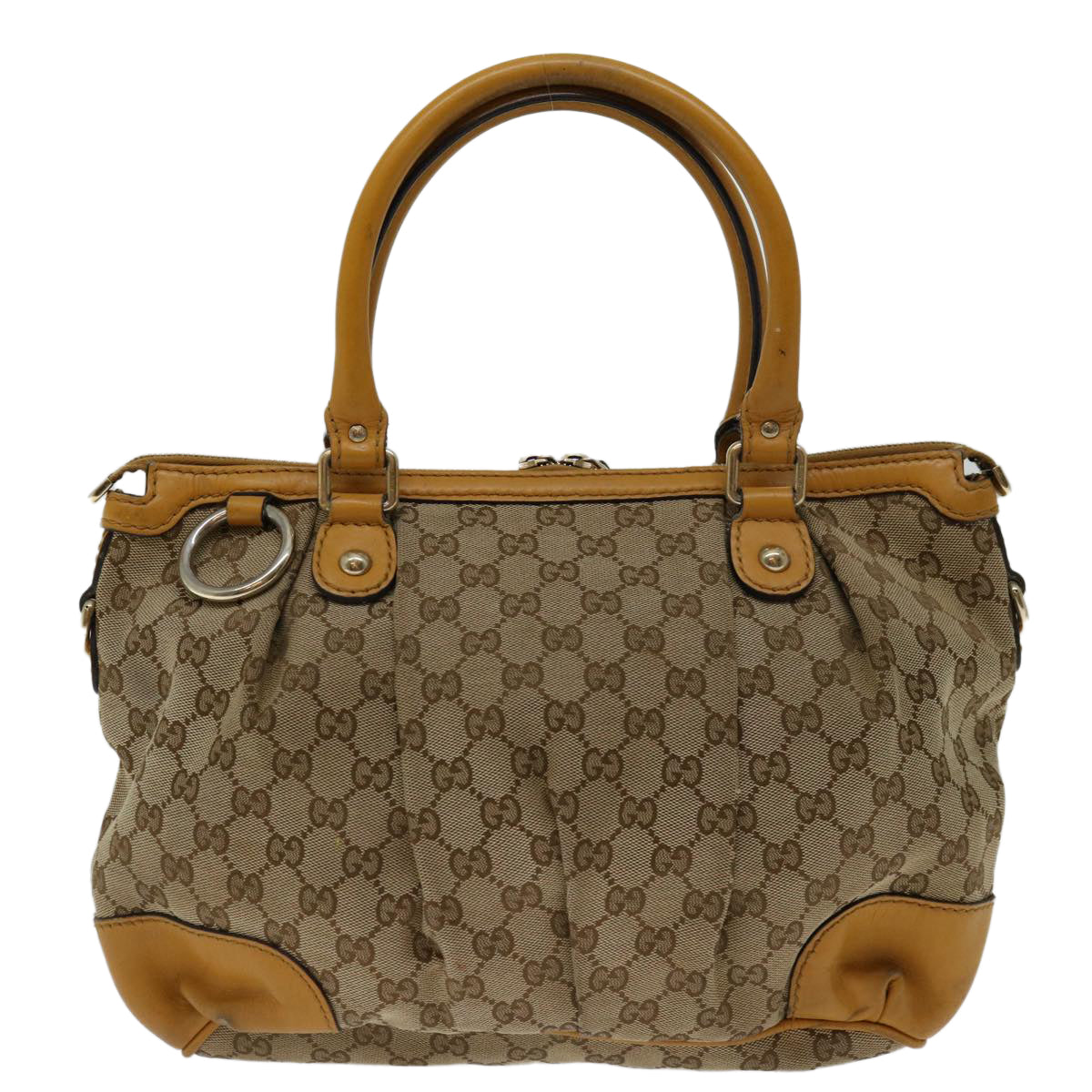 GUCCI GG Canvas Hand Bag Beige 247902 Auth 68600