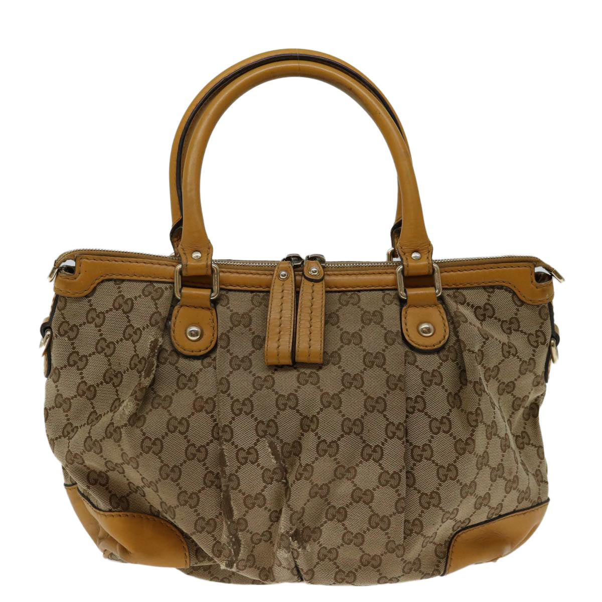 GUCCI GG Canvas Hand Bag Beige 247902 Auth 68600