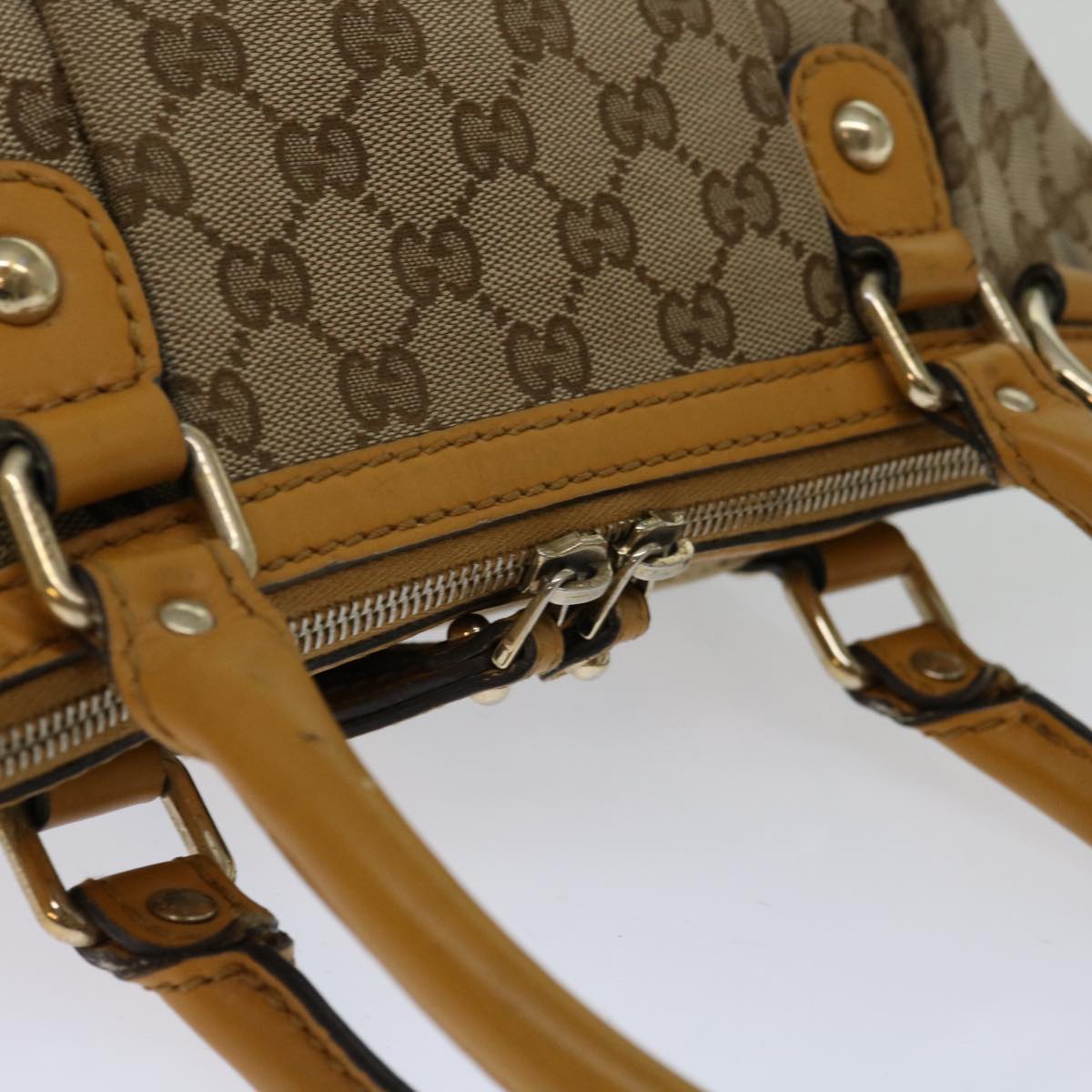 GUCCI GG Canvas Hand Bag Beige 247902 Auth 68600