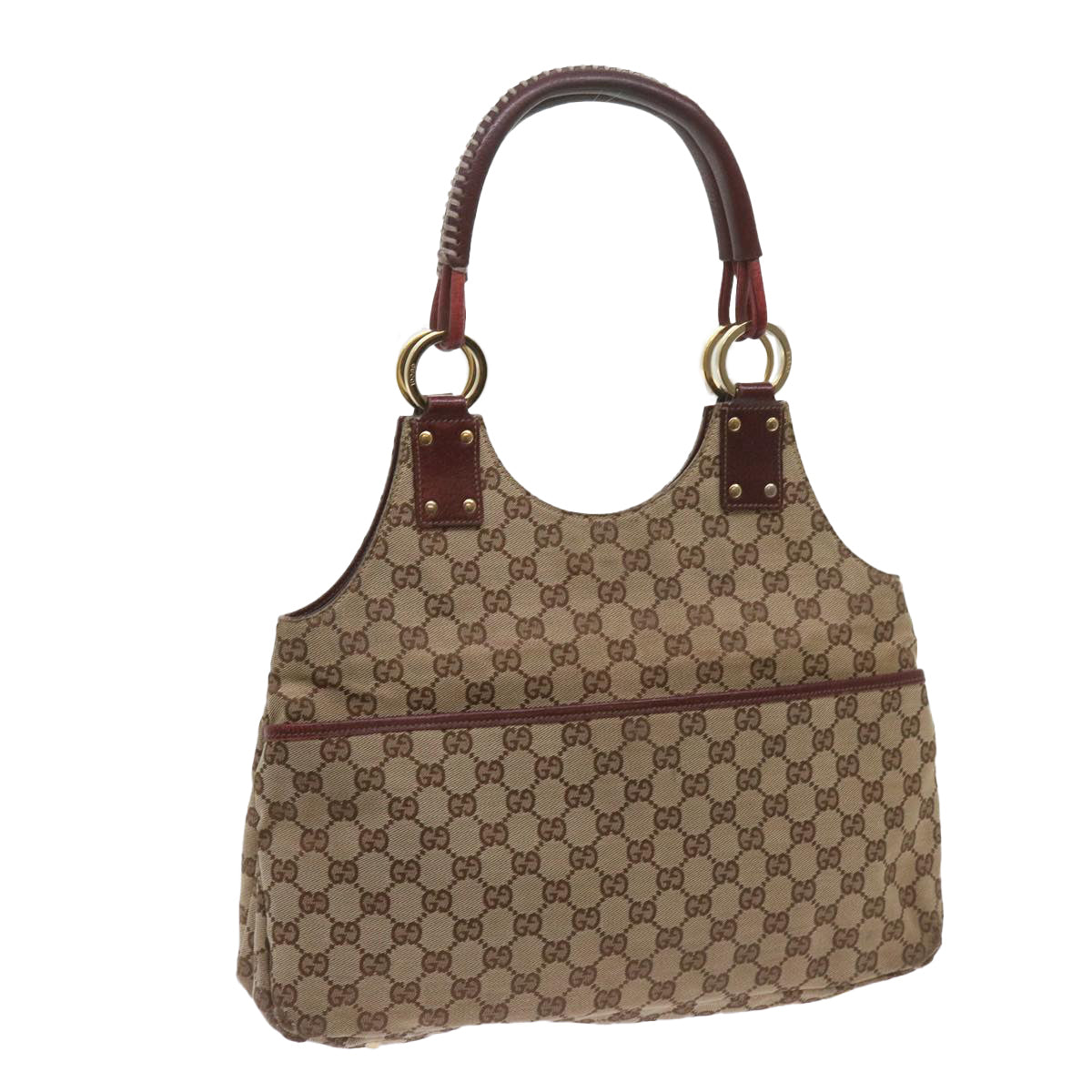 GUCCI GG Canvas Shoulder Bag Beige 132260 Auth 68615