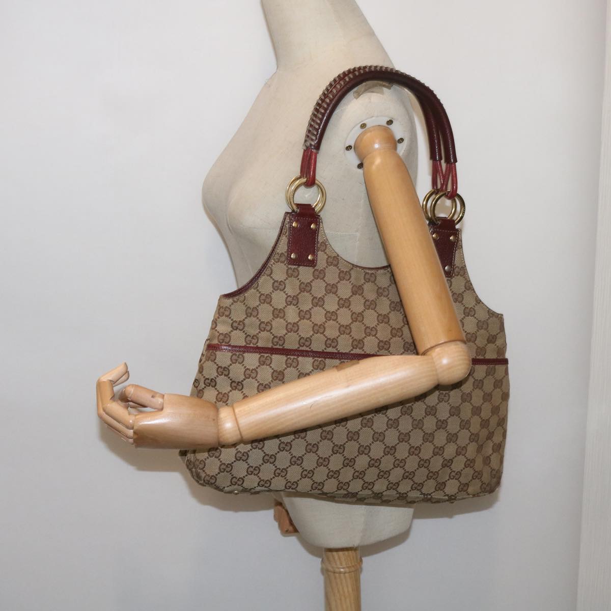 GUCCI GG Canvas Shoulder Bag Beige 132260 Auth 68615