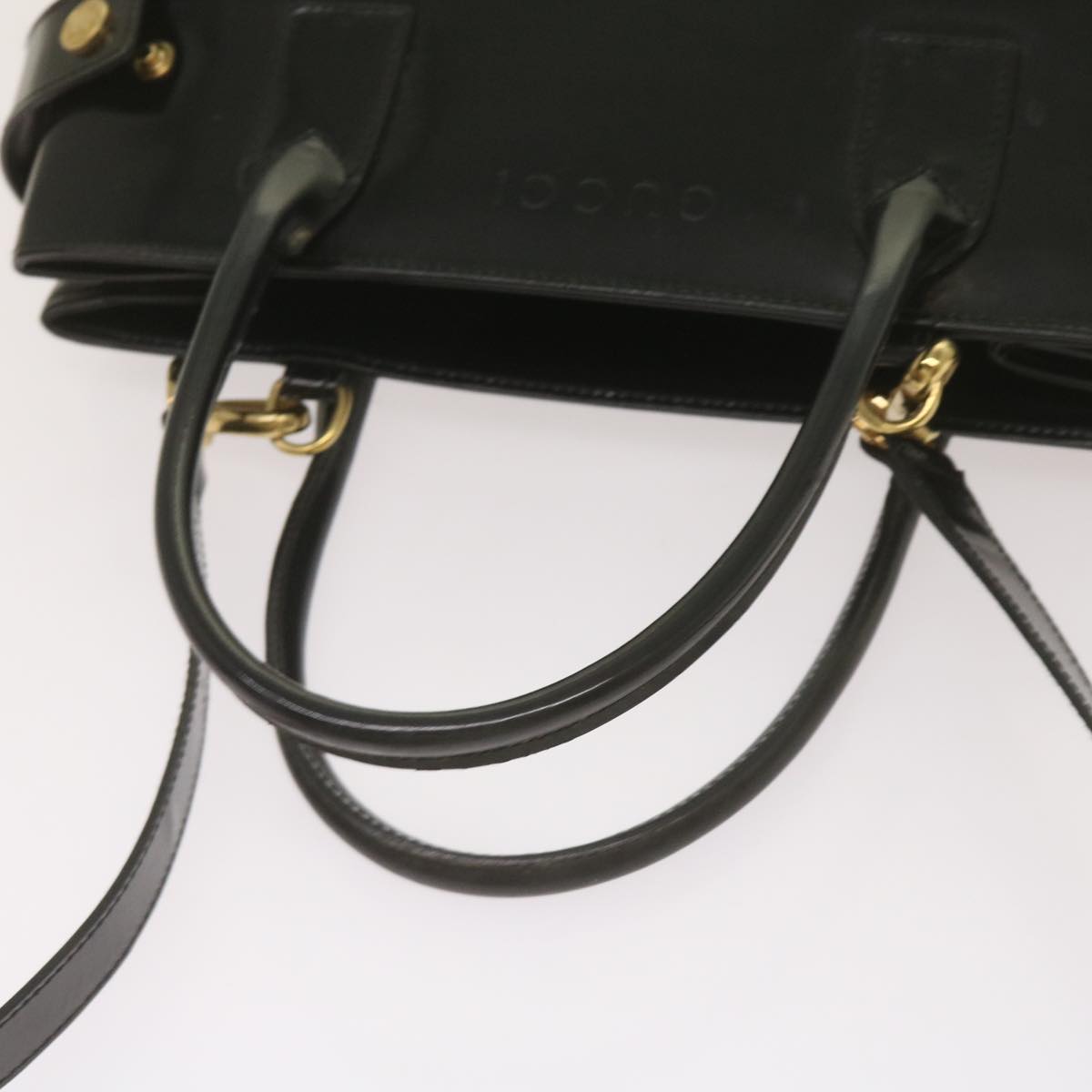 GUCCI Hand Bag Patent leather 2way Black 000 1118 0503 Auth 68636