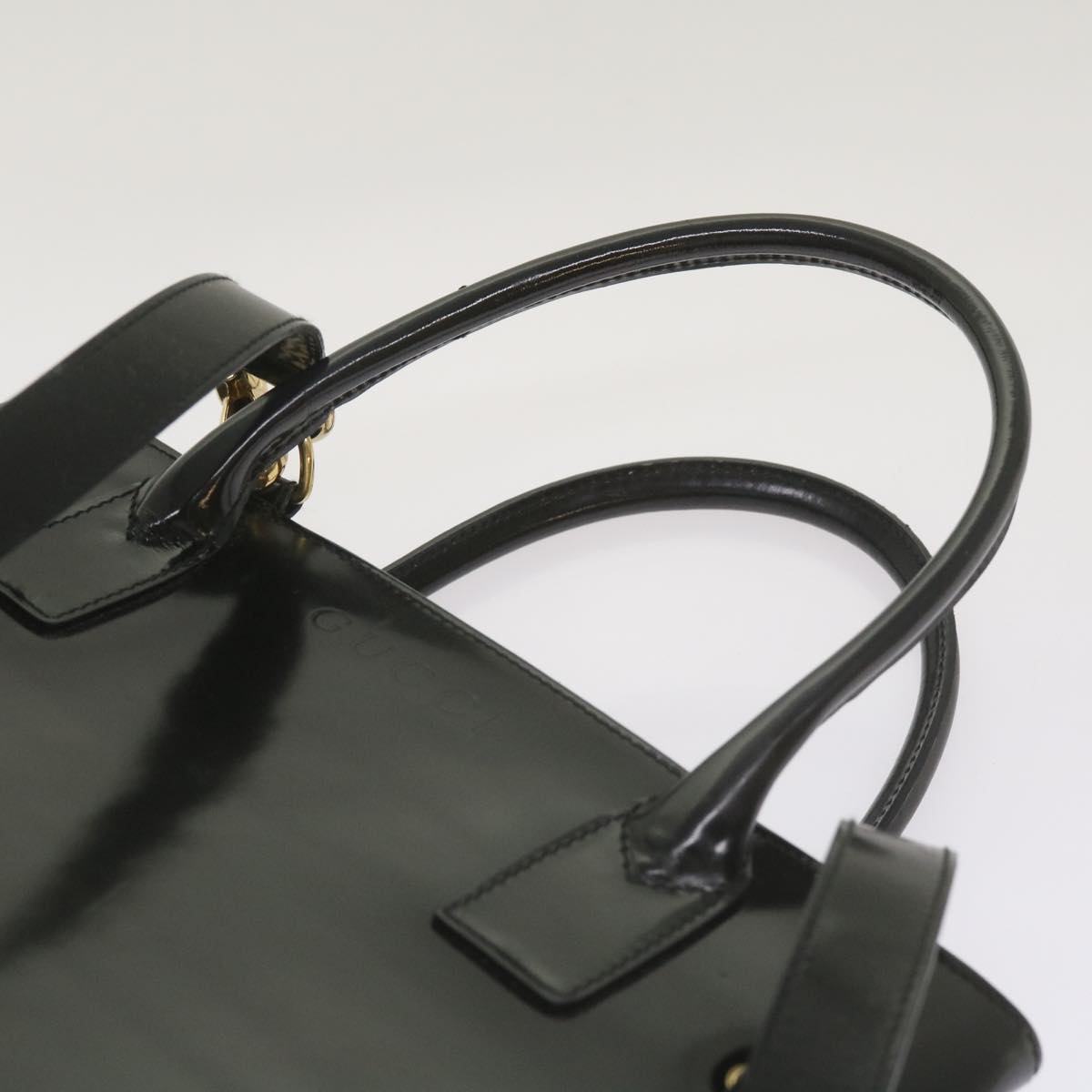 GUCCI Hand Bag Patent leather 2way Black 000 1118 0503 Auth 68636