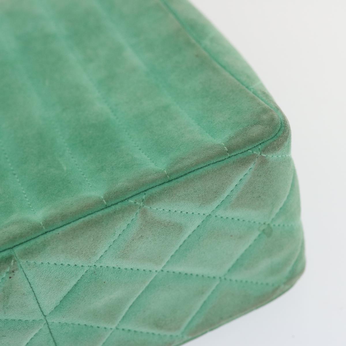 CHANEL Hand Bag Suede Green CC Auth 68731A