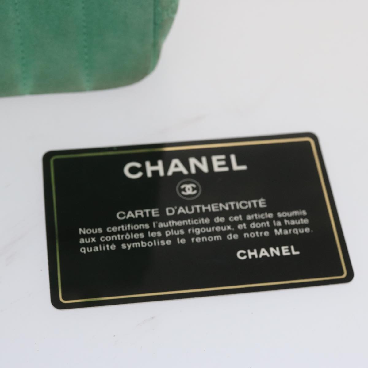 CHANEL Hand Bag Suede Green CC Auth 68731SAV