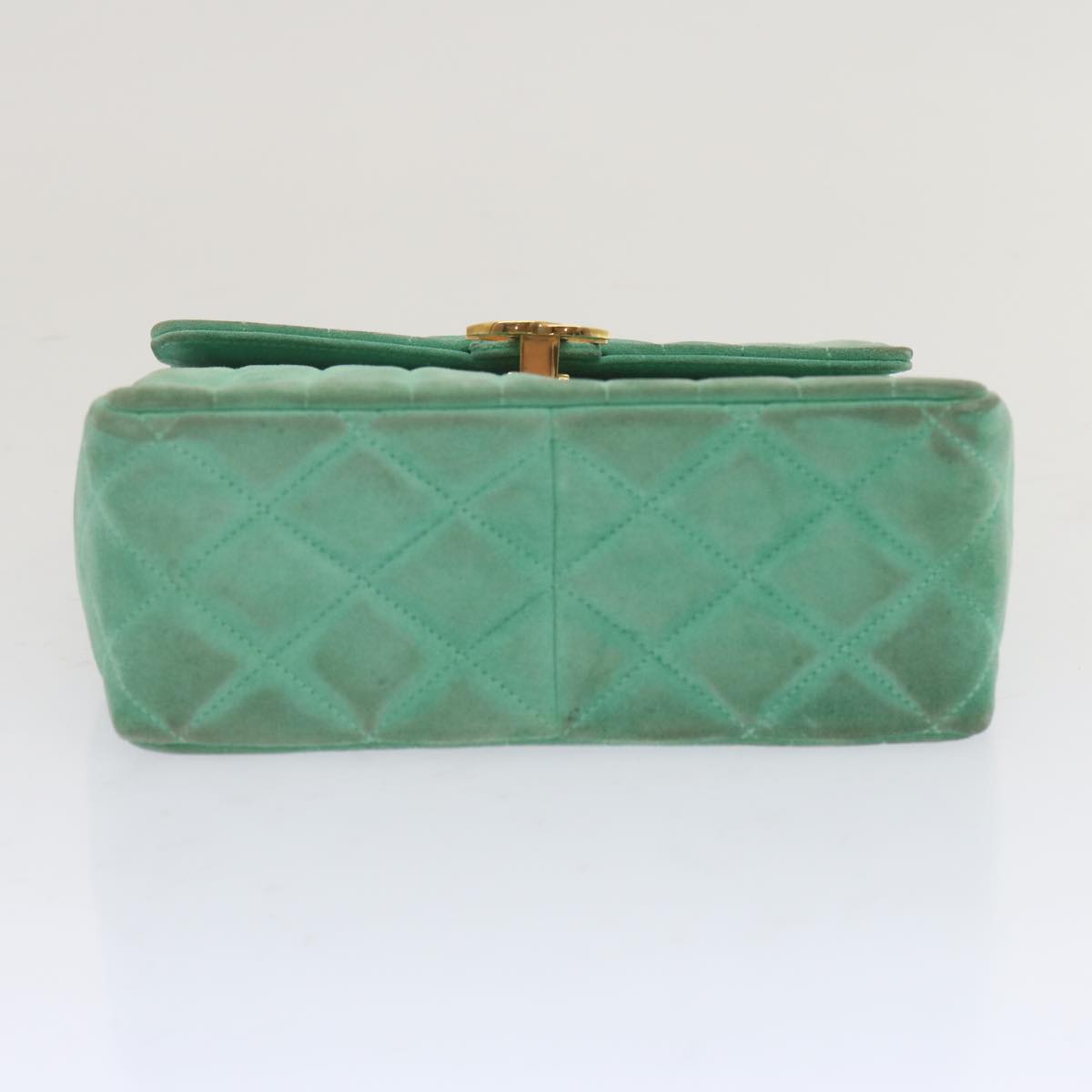 CHANEL Hand Bag Suede Green CC Auth 68731A
