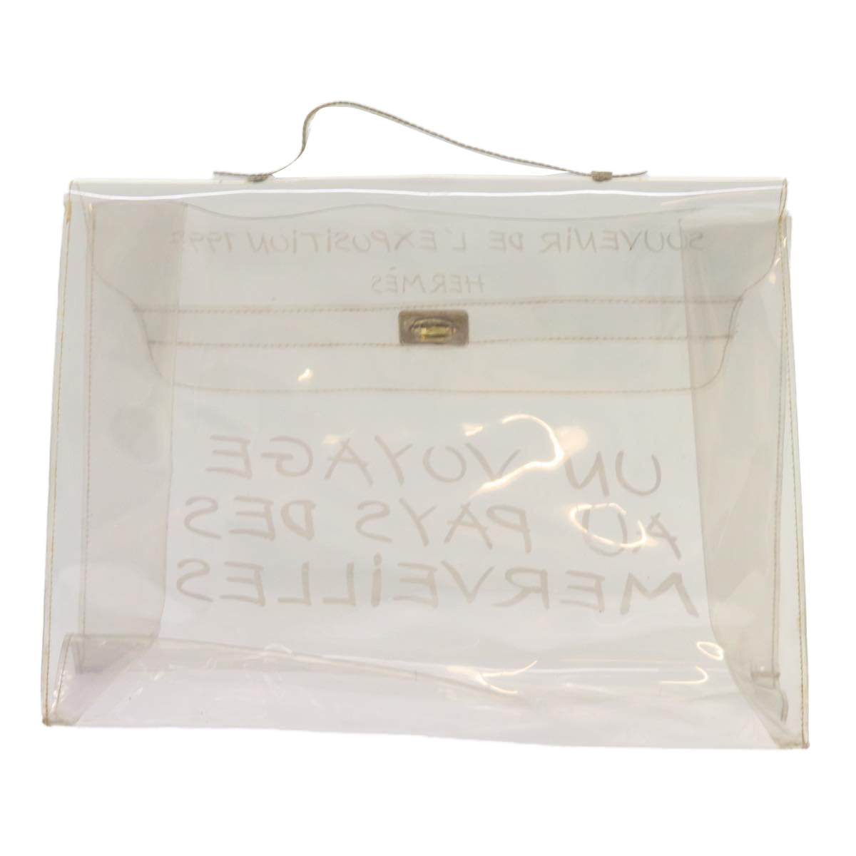 HERMES Vinyl Kelly Hand Bag Vinyl Clear Auth 68797