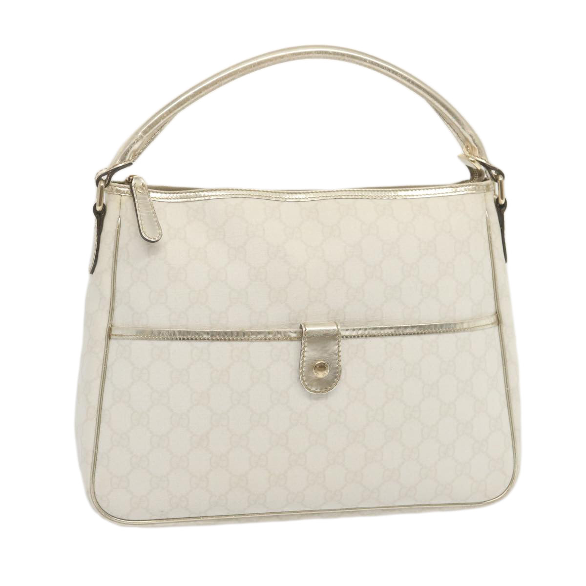 GUCCI GG Supreme Hand Bag PVC Leather White 189898 Auth 68808