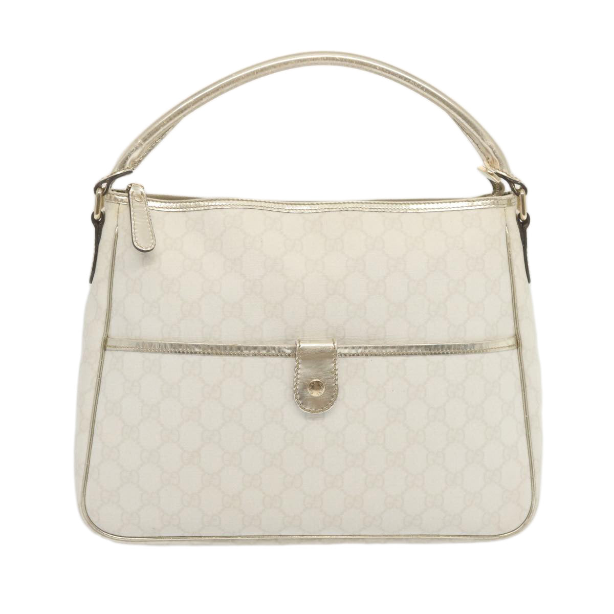 GUCCI GG Supreme Hand Bag PVC Leather White 189898 Auth 68808