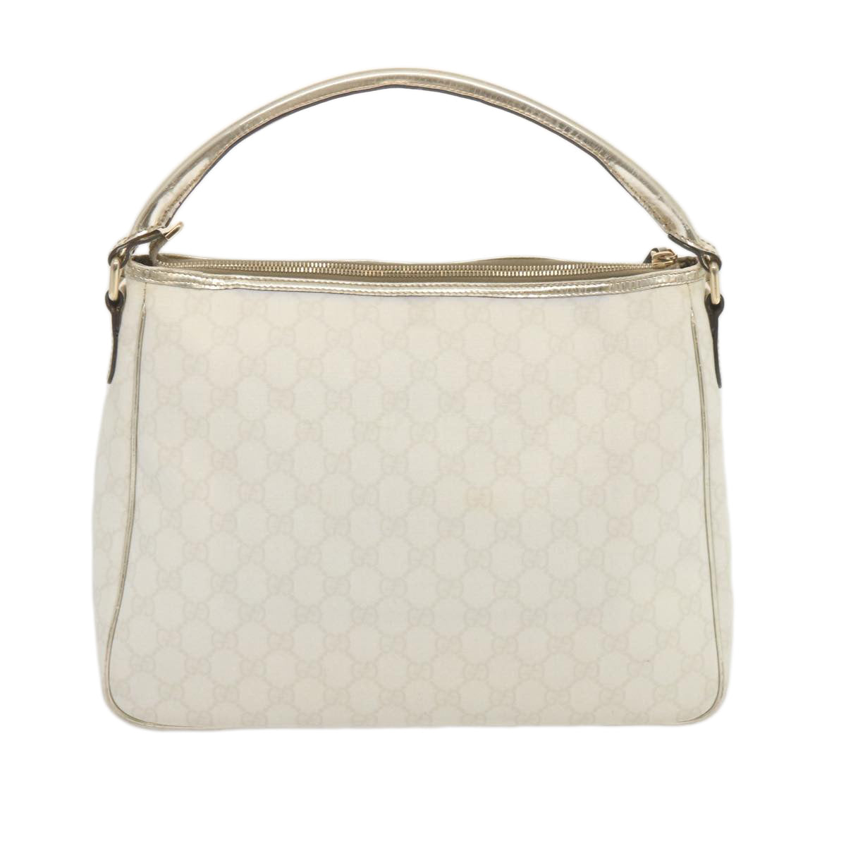 GUCCI GG Supreme Hand Bag PVC Leather White 189898 Auth 68808